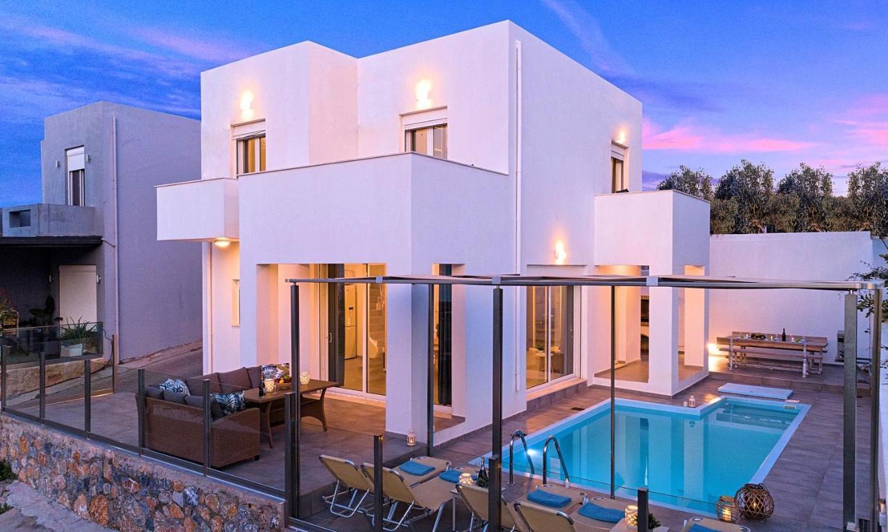 Cretan Sunset Villa Heated Pool Dhramia Bagian luar foto